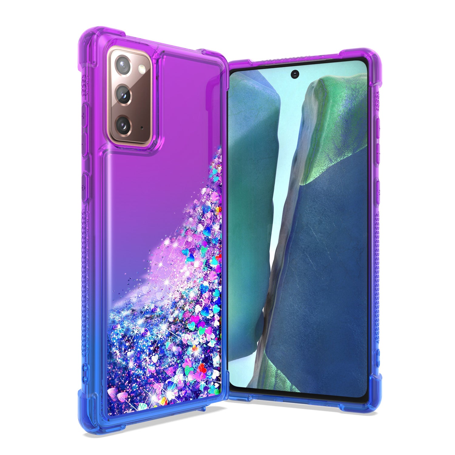 Shiny Flowing Glitter Liquid Bumper Case For SAMSUNG GALAXY NOTE 20 In Purple